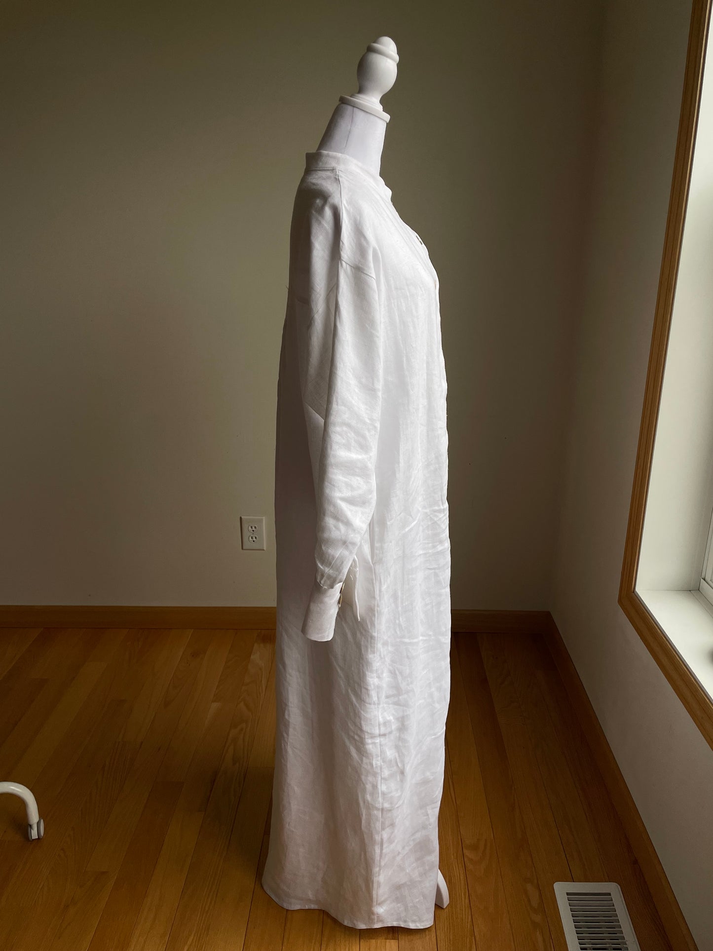 Acacia 100% Linen Maxi Shirt Dress in White