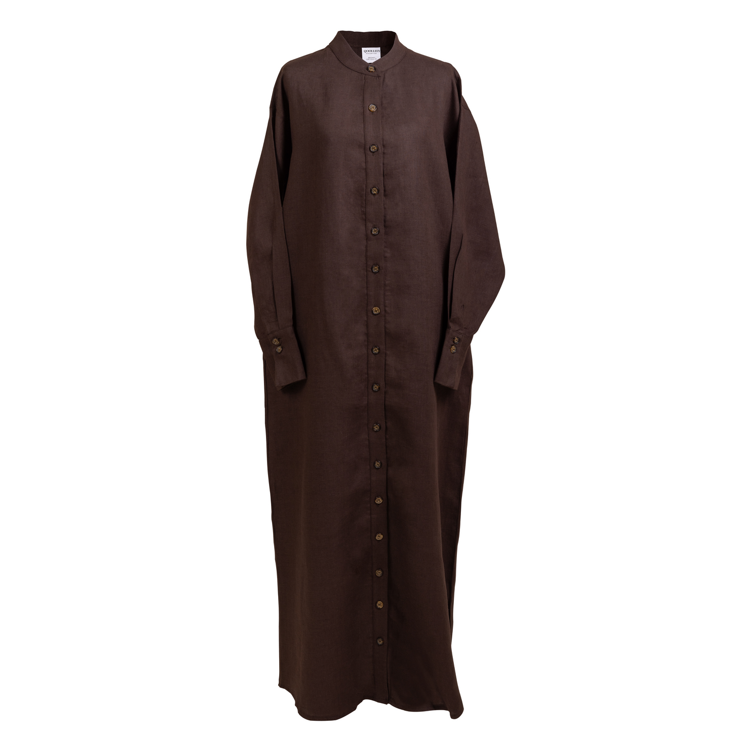 Acacia 100% Linen Maxi Shirt Dress in Espresso