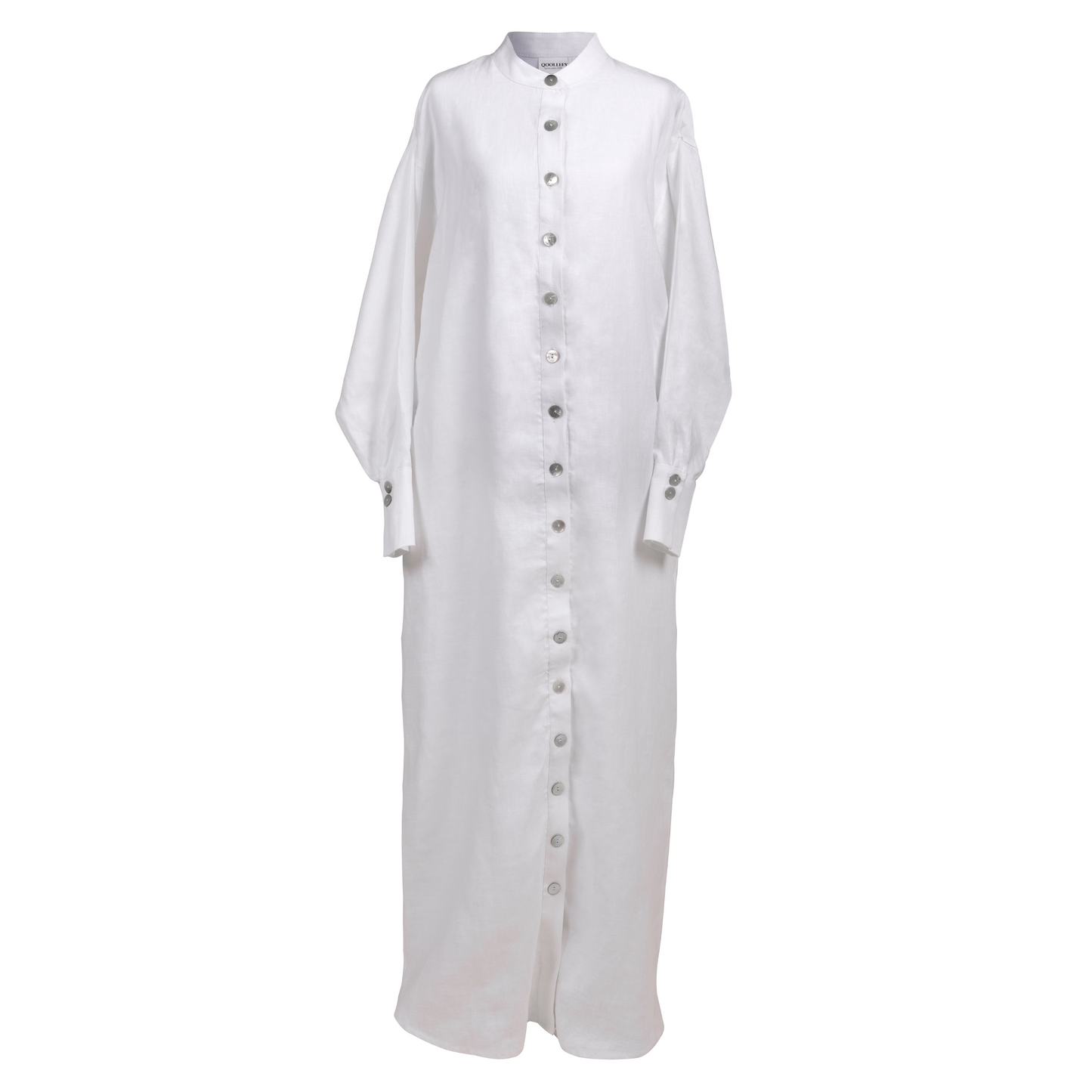 Acacia 100% Linen Maxi Shirt Dress in White